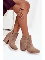 Odkryté dámské kotníkové boty na podpatku S.Barski HY51-060 béžové Odkryté dámské kotníkové boty na podpatku S.Barski HY51-060 béžové
