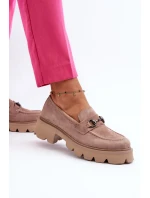 Robustní dámské béžové semišové mokasíny Neloria Robustní dámské béžové semišové mokasíny Neloria