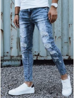 Pánské džínové kalhoty s dírami slim fit modré FashionStreet UX4451 Pánské džínové kalhoty s dírami slim fit modré FashionStreet UX4451