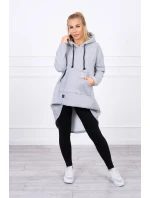 Zateplená mikina s dlouhými zády a kapucí šedá Zateplená mikina s dlouhými zády a kapucí šedá
