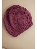 Dámská zimní čepice s vlnou a strukturální tkaninou K432 tmavě fialová