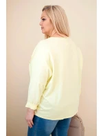 Dámská bavlněná blůza Plus Size s výstřihem do V žlutá