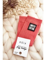 Dětské Hladké Ponožky S Nášivkou Růžové