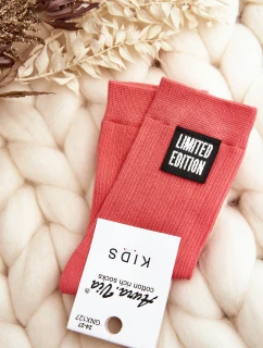 Dětské Hladké Ponožky S Nášivkou Růžové