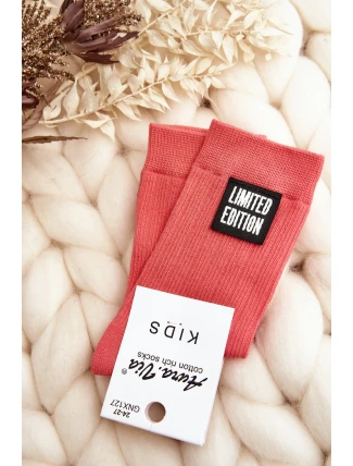 Dětské Hladké Ponožky S Nášivkou Růžové