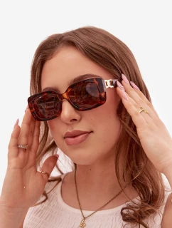 Dámské sluneční brýle s zlatým detailem Hnědé