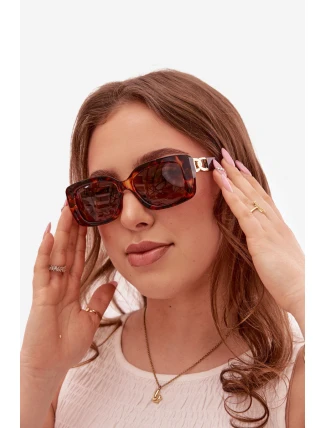 Dámské sluneční brýle s zlatým detailem Hnědé