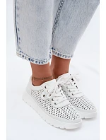 Kožené Ažurové Dámské Polobotky Vinceza 79629 Bílé