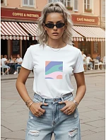 Dámské bavlněné tričko s pastelovým potiskem, bílé, FashionStreet NX8048RY
