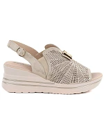 Dámské kožené sandály na platformě koturn gold M.Daszynski 25144-4