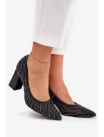 Zdobené Síťované Čerpadla Na Podpatku Černé Vinceza 62211