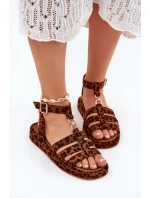 Dámské sandály na platformě se zlatým detailem leopard Kartia