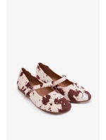 Zdobené dámské baleríny s páskem v bílo-hnědé Olivisse Zdobené dámské baleríny s páskem v bílo-hnědé Olivisse