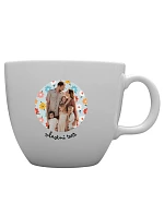 Personalizovaný MEGA XXL keramický hrnek 1 000 ml s výřezem fotky na podkladu