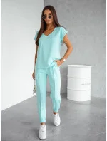 Dámský bavlněný dvoudílný komplet v tyrkysové barvě (VE55) Dámský bavlněný dvoudílný komplet v tyrkysové barvě (VE55)