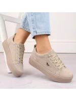 Skórzane zamszowe półbuty na platformie Filippo W PAW315C beżowe