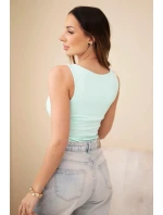 Dámská halenka na ramínkách s výstřihem mentolová