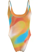 Dámské jednodílné plavky SCOOP ONE PIECE-PRINT KW0KW02086 0G0 oranžovožluté - Calvin Klein