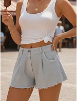 Dámské letní džínové šortky s volnou nohavicí šedé FashionStreet SY0534 Dámské letní džínové šortky s volnou nohavicí šedé FashionStreet SY0534