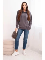 Dámská mikina s kapucí a klokankou z bavlny pletací grafitová