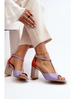 Kožené sandály na podpatku Laura Messi 2759 fialové