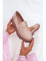 Dámské Lakované Mokasíny Se Zdobením Béžové Nallae
