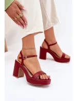 Eko kožené sandály na podpatku bordové Lillita