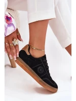 Dámské semišové tenisky na platformě Big Star – černé