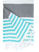 The One Towelling Hamam Marine Hamam ručník "Marine" 48.1046 anthracite/turquoise The One Towelling Hamam Marine Hamam ručník "Marine" 48.1046 anthracite/turquoise