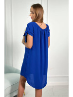 Šaty s vázáním na rukávech chrpově modré barvy