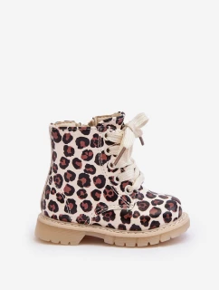 Ošetřené dětské boty na zip Bežovo-hnědé Dolida