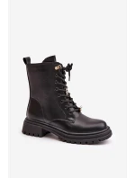 Ekokožené Boty Worker Dámské S Připínáky Černé Rianael