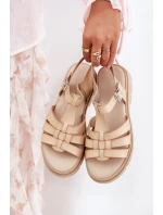 Eko Kožené Sandály Dámské Na Platformě Béžové Nendales Eko Kožené Sandály Dámské Na Platformě Béžové Nendales