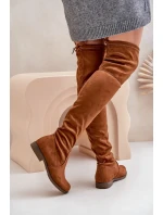 Kozačky na plochém podpatku nad kolena z eko semiše Camel Linnithia