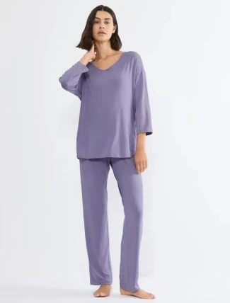 Dámské pyžamo Timeless Sensuality PK 3/4 Sleeves - PURPLE - fialové 3595 - TRIUMPH