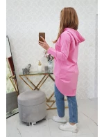 Mikina s kapucí s dlouhými zády růžová Mikina s kapucí s dlouhými zády růžová