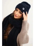 Dámská souprava čepice a dlouhý šál z měkké příze modrý Dámská souprava čepice a dlouhý šál z měkké příze modrý