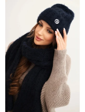 Dámská souprava čepice a dlouhý šál z měkké příze modrý Dámská souprava čepice a dlouhý šál z měkké příze modrý