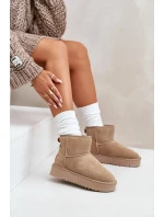Dámské semišové sněhule na platformě nad kotníkem béžové Rianaella