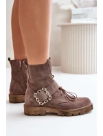 Zazoo 2951 Velurové Boty S Dekorativní Sponou Tmavě Béžové Zazoo 2951 Velurové Boty S Dekorativní Sponou Tmavě Béžové