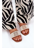 Elegantní Dámské Pantofle S Dekorací Na Plochém Podpatku Camel Lovehia