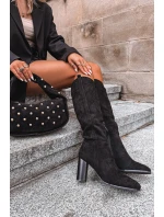 Dámské Kozaki Na Slupe Z Eko Zamszu Černé Prisca