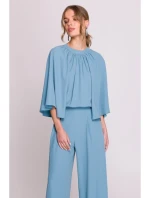 S397 Kombinéza s širokými rukávy a rozdělenými zády - blankytně modrá S397 Kombinéza s širokými rukávy a rozdělenými zády - blankytně modrá