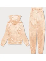 Dámská velurová souprava v broskvové barvě s rozepínací mikinou (8C1176-150)