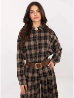 Tmavě béžová dámská flanelová károvaná košile (21638) Tmavě béžová dámská flanelová károvaná košile (21638)