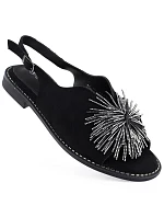 Dámské vestavěné sandály s flitry černé Potocki 43349