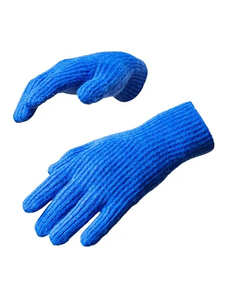 Pletené rukavice na telefon s výřezem na prsty - modré