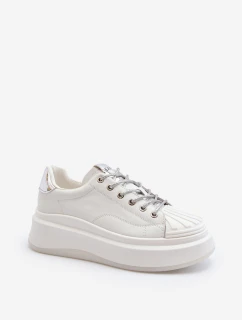 Dámské kožené tenisky na platformě GOE NN2N4033 Bílé