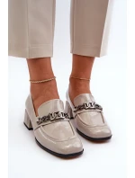 Lakové lodičky na podpatku šedé S.Barski MR38-960