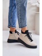 Lehká Kožená Sportovní Obuv Na Platformě Béžová Artiker 55C0554